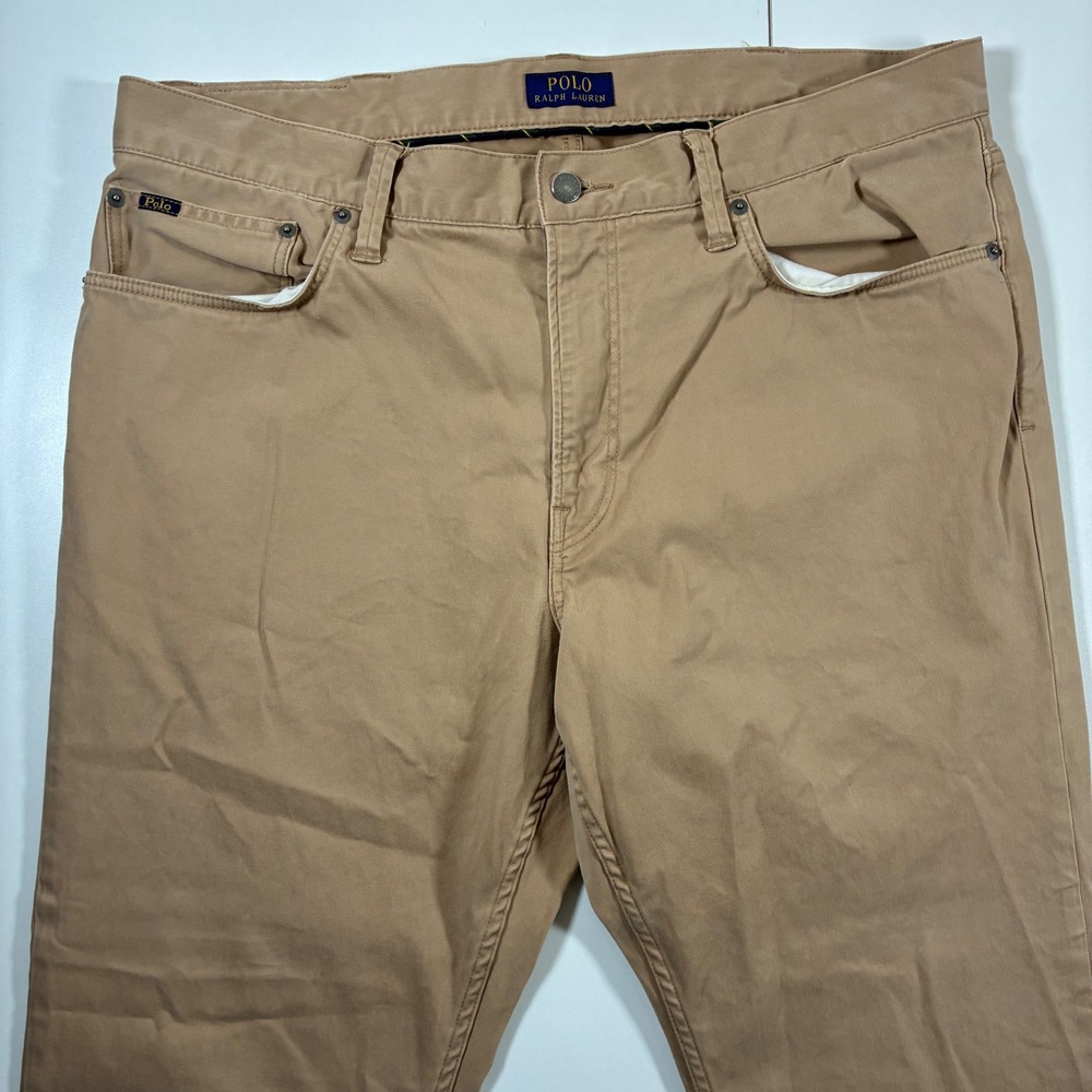 Polo Ralph Lauren Pants Mens 38x30 Tan Khaki Straight 5-Pocket Stretch Chino